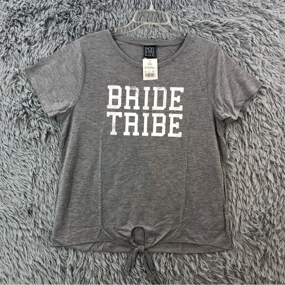 Modern Lux Womens XXL Bride Tribe Tie Knot Hem Wedding Tshirt Bridesmaids NWT